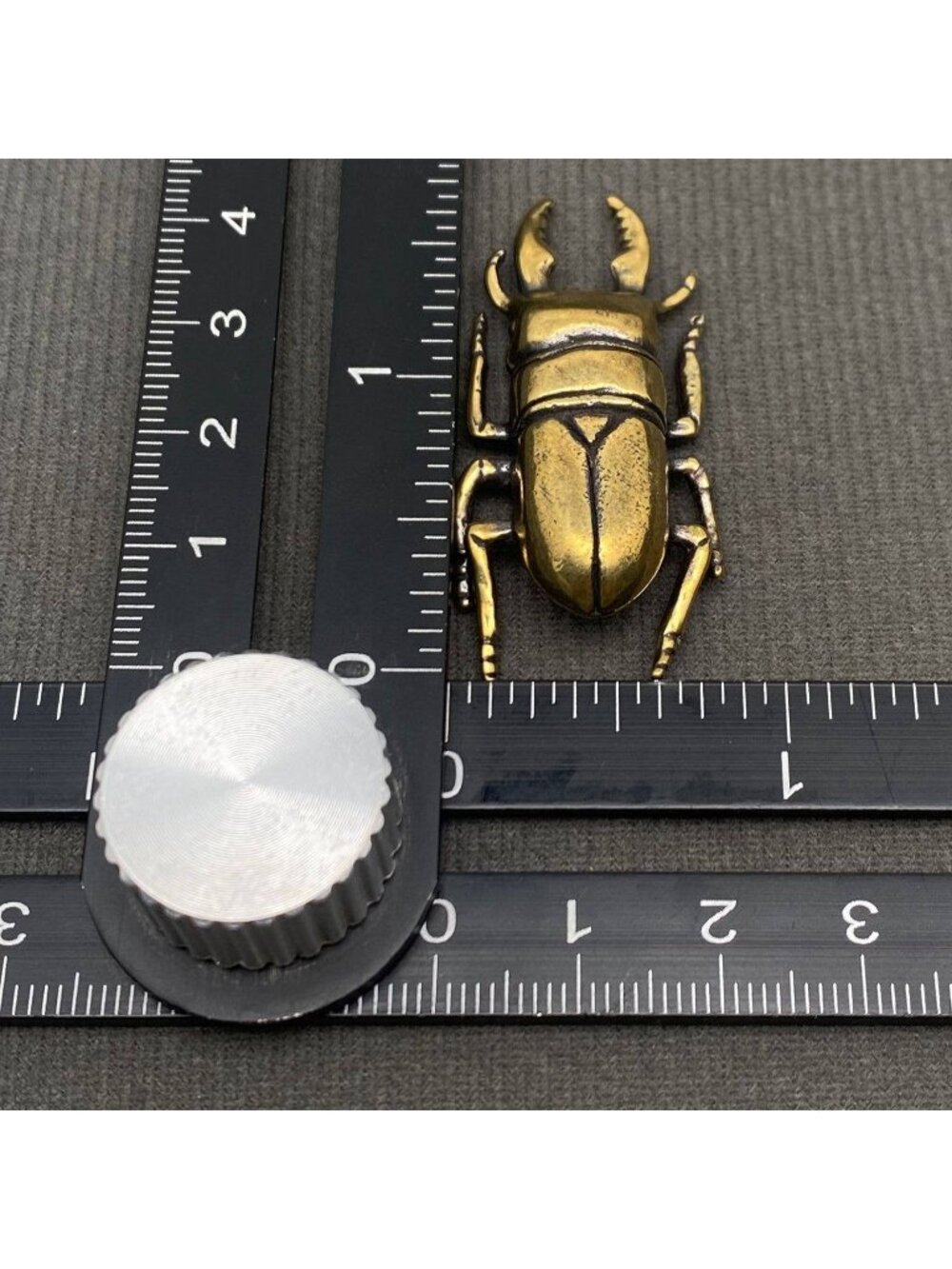 Brass Beetle Miniature Protection Totem Altar Decor Spirit Animal 70s Style - Picture 6 of 6